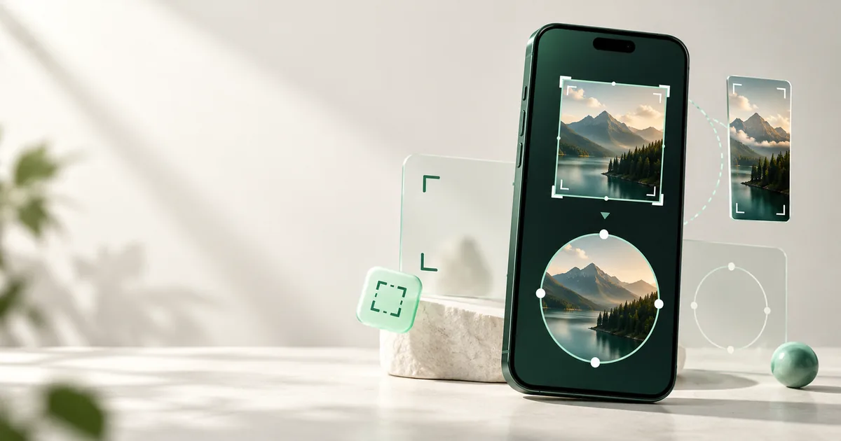 Phone showing square, circular and vertical WhatsApp image layouts