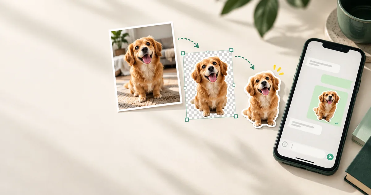 A dog photo transformed into a transparent WhatsApp sticker