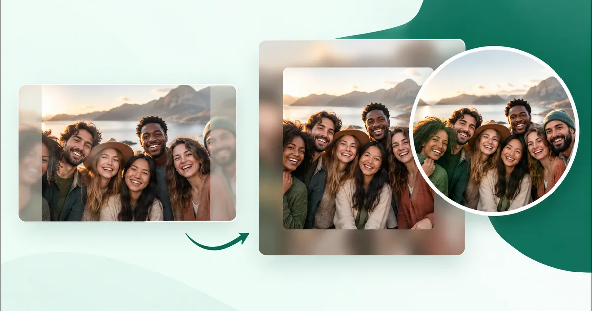 A group photo fitted into a square with every face inside a circular preview