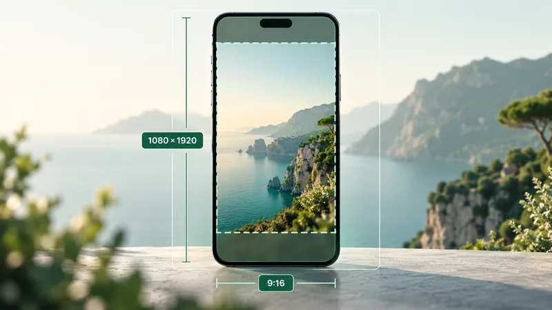 1080 by 1920 WhatsApp Status canvas showing a 9 by 16 safe area